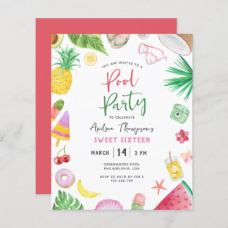 Budget Modern Pool Party Sommer Süß 16 Geburtstag