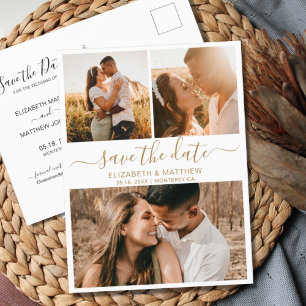 Budget Modern Script Foto Collage Save the Date Ankündigungspostkarte