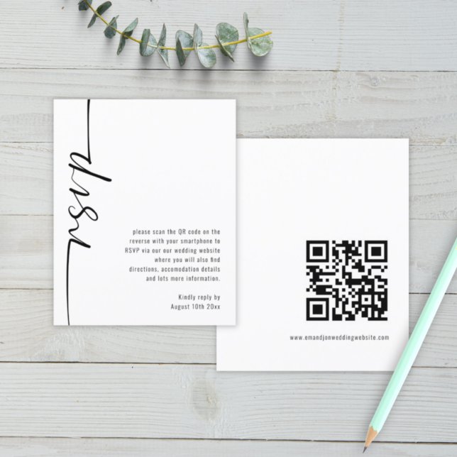 Budget Modern Script QR Code Wedding RSVP (Von Creator hochgeladen)