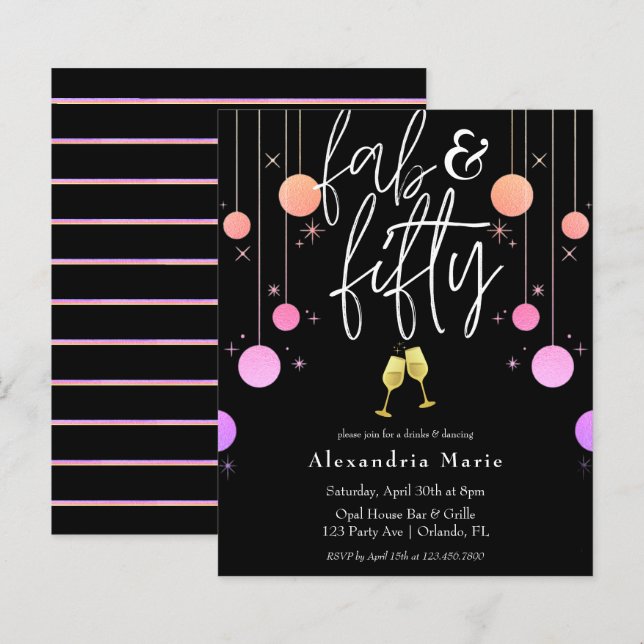 Budget Modern Sparkle "Fab & Fifty" Geburtstag (Vorne/Hinten)