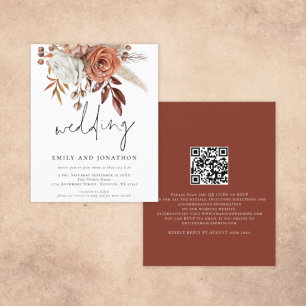 Budget Modern Terracotta Florals Wedite Einladung