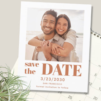 Budget Modern Terracotta Foto Save the Date Karte