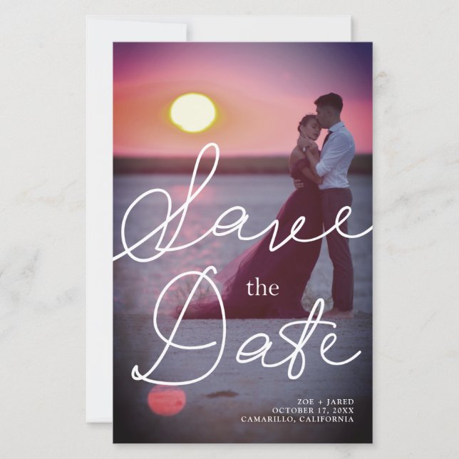 Budget Modern Typography Romantic Couple Photo (Vorderseite)