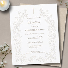 Budget Modern Vintage Floral Christian Baptism 