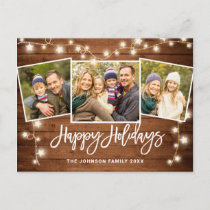 Budget Modern Weihnachten 3 FOTO Grußkarte Postkarte