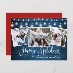 Budget Modern Weihnachten 3 FOTO Grußkarte Postkarte