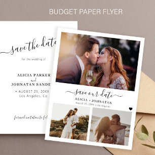Budget moderne 3-Foto-Hochzeit "Save the Date"-Kar Flyer