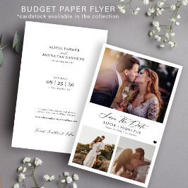 Budget moderne 3 Foto Hochzeit sparen das Datum Flyer
