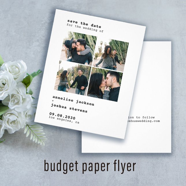 Budget moderne 4 Fotos Hochzeit sparen das Datum Flyer (Von Creator hochgeladen)