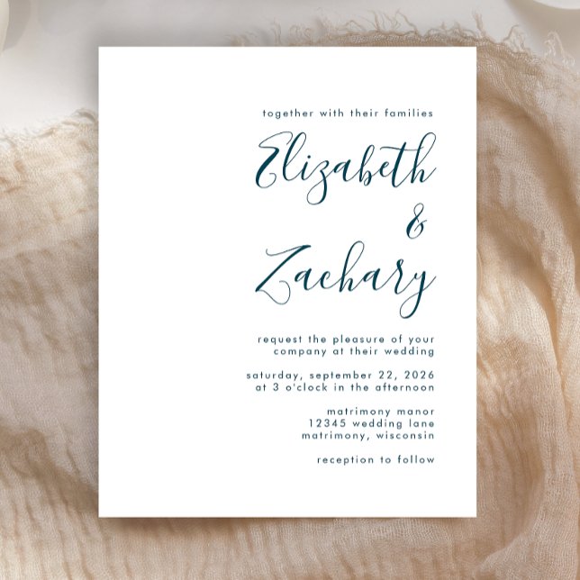 Budget Moderne Aquamarine Blue Script Einladung (Von Creator hochgeladen)