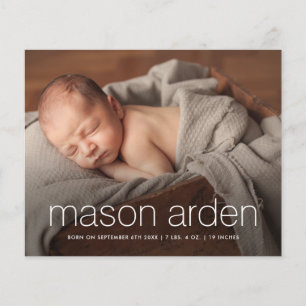 Budget Moderne Baby-Foto-Geburtsanzeige
