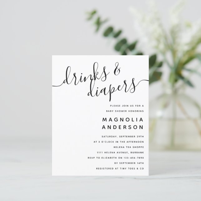 Budget Moderne Babydusche Einladung (Stehend Vorderseite)