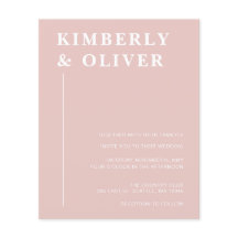 Budget Moderne Blush Hochzeitseinladungen