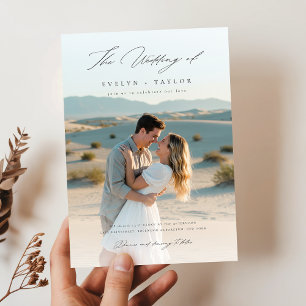 Budget Moderne Boho 2 Foto-Hochzeit Einladung