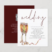 Budget Moderne Champagner Hochzeitseinladung