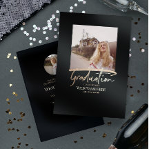 Budget Moderne elegante Abschluss Foto Einladungen