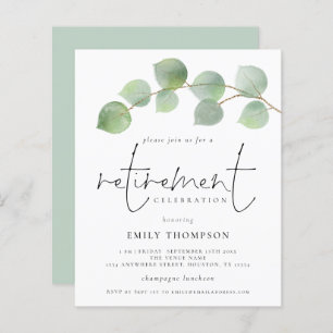 Budget Moderne Eukalyptus Pensionierung Einladung