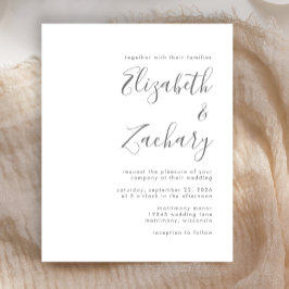 Budget Moderne graue Script Einladung
