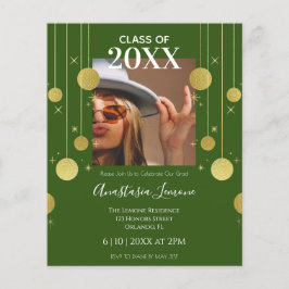 Budget Moderne Green & Gold Abschluss Einladung