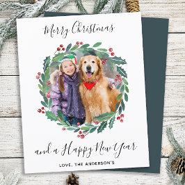 Budget Moderne Grünkraut Weihnachtsfotokarte