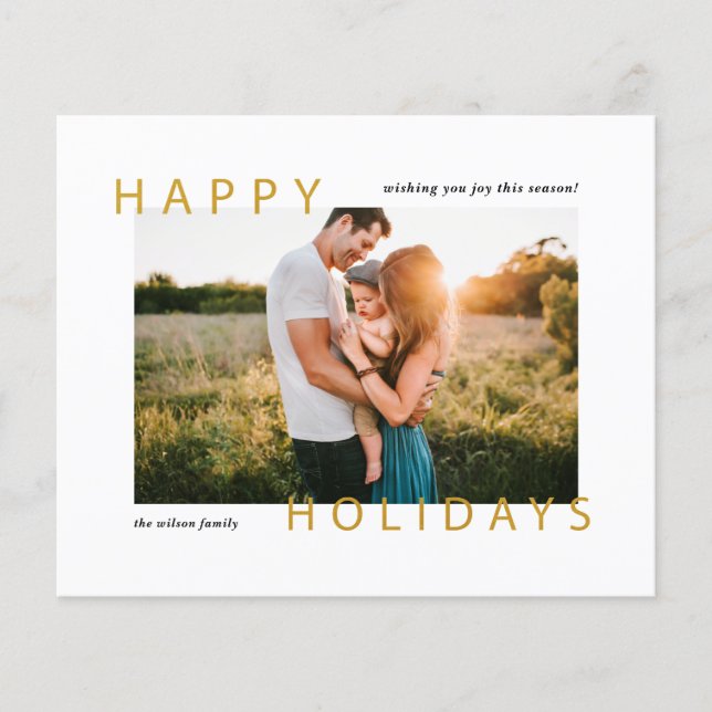 Budget Moderne Happy Holidays Foto Holiday Card (Vorderseite)