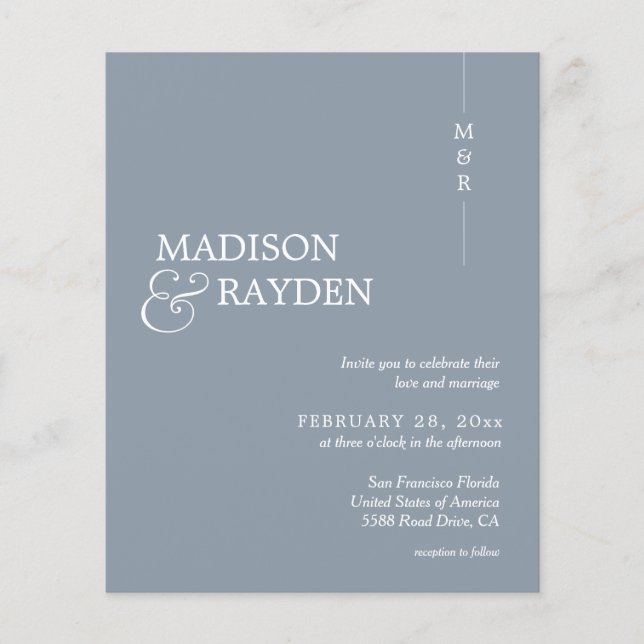 Budget Moderne Hochzeit mit rotem Monogramm-Foto (Vorderseite)