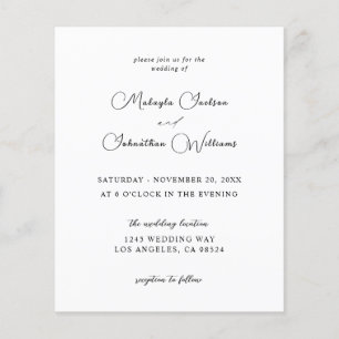 Budget Moderne Kalligrafie-Hochzeit 9 - Schwarz &  Flyer