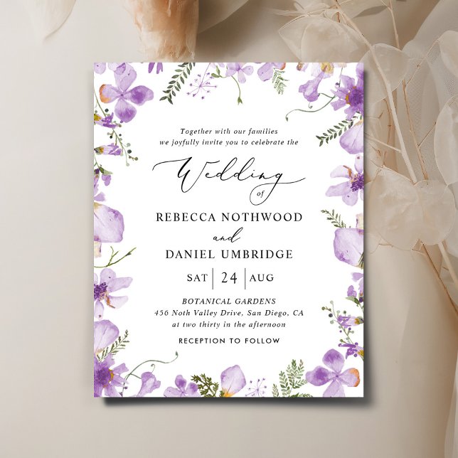 Budget Moderne Lila Blumenhochzeit (Von Creator hochgeladen)