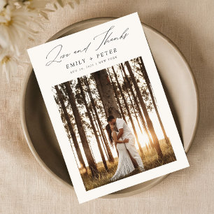 Budget Moderne Minimalistische Hochzeit mit 2 Foto Dankeskarte