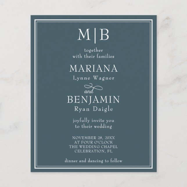 Budget Moderne Minimalistische Hochzeitsfeier Flyer (Vorne)