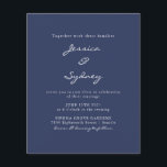 Budget Moderne Navy Blue Script Einladung<br><div class="desc">Minimalistische Hochzeitsfeier für die Marine</div>
