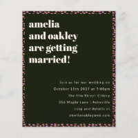 Budget Moderne Pink Black Dot Einladung Hochzeit