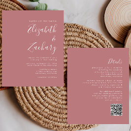 Budget Moderne Rose QR Code Wedite Einladung
