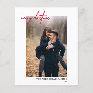 Budget Moderne Rote Frohe Weihnachten Fotokarte Flyer