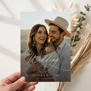 Budget Moderne Schrift Boho Foto Hochzeits Einladu
