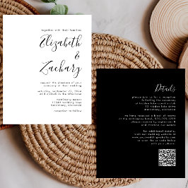 Budget Moderne Schwarz-Weiß-QR-Hochzeit