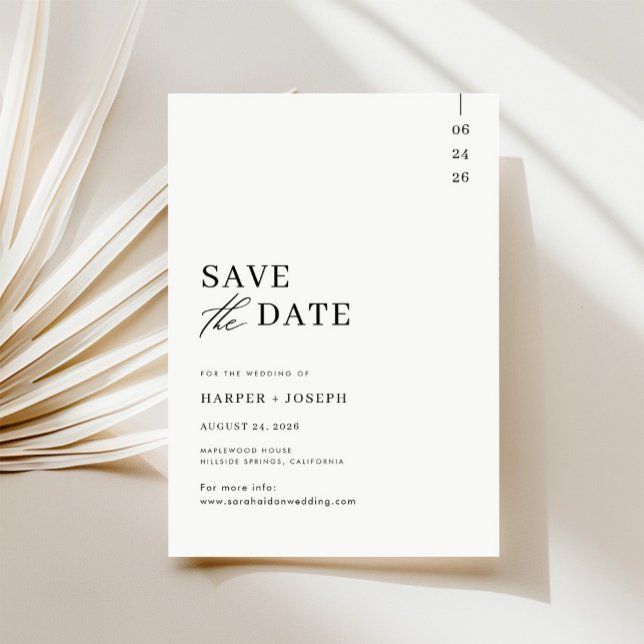 Budget Moderne Schwarz-Weiß-Schrift-Hochzeit Save The Date (Von Creator hochgeladen)