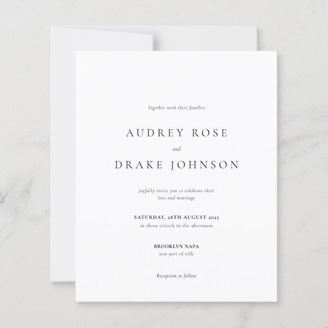 BUDGET Moderne schwarz-weiße Hochzeit (Vorderseite)