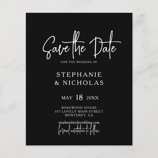 Budget Moderne Typografie Save the Date Flyer (Vorne)