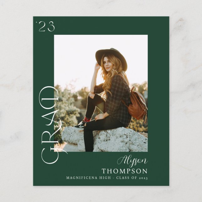 Budget Moderner GRAD Foto Abschluss - Grün Flyer (Vorne)