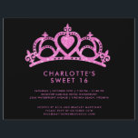 Budget Moderner Rosa Glitzer Süße 16 Geburtstagspa Flyer<br><div class="desc">Budget Modern Pink Glitzer Sweet 16 Geburtstagsparty Einladung - mit einem glitzernden,  rosa Glitzer Tiara auf schwarzem Hintergrund. Einladungen,  einfache,  moderne Typografie für einen minimalistischen Look. Die Rückseite der Einladung koordiniert rosa Glitzer. Die Einladung ist Teil einer Sammlung.</div>