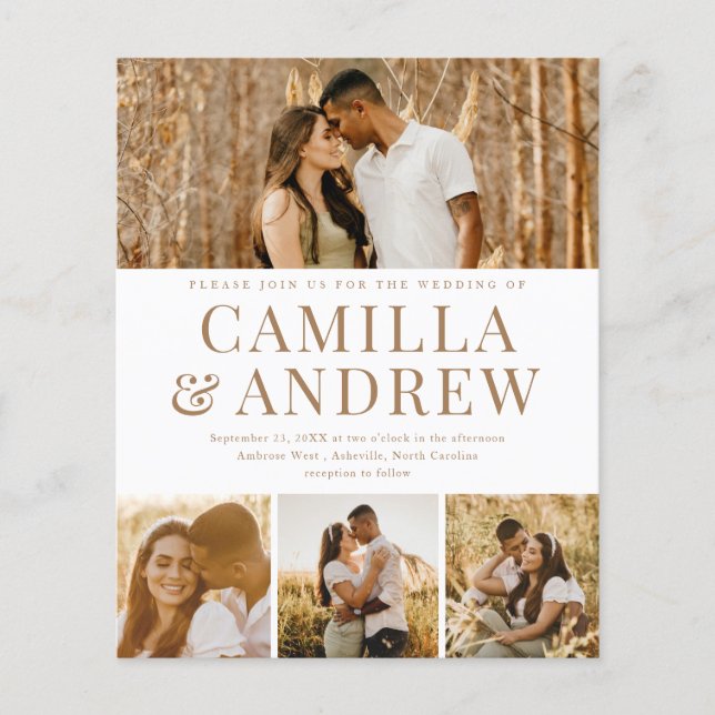 Budget Modernes 4 Foto Elegantes Hochzeitsempfang (Vorderseite)