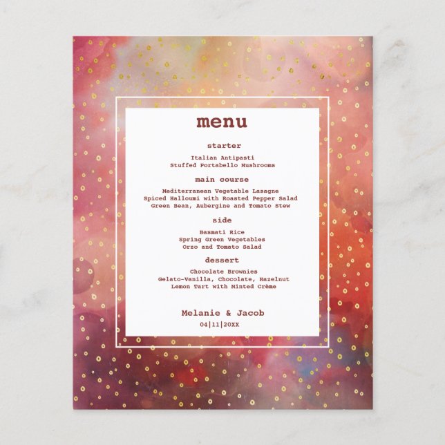 Budget Modernes Abstraktes Hochzeitsmenü Flyer (Vorne)
