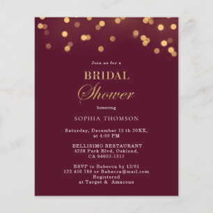 Budget Modernes Burgund, Gold Brautparty Flyer