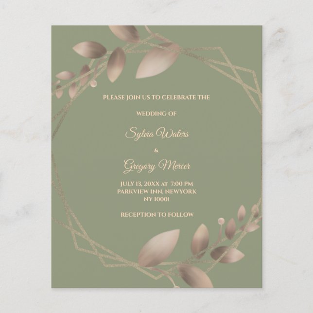 Budget Modernes, einfaches botanisches Salbei-grün (Vorderseite)