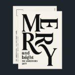 Budget Modernes, einfaches Creme frohe Weihnachten<br><div class="desc">Budget Moderne minimale traditionelle Retro Vintage Grafik Typografie natürliche Sahne frohe Weihnachtskarte. Teil einer kühnen Ferienkollektion.</div>