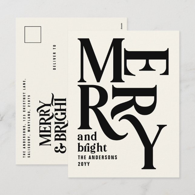 Budget Modernes, einfaches Creme frohe Weihnachten (Vorne/Hinten)