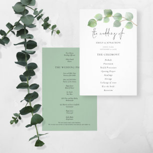 Budget Modernes Eukalyptus-Hochzeitsprogramm