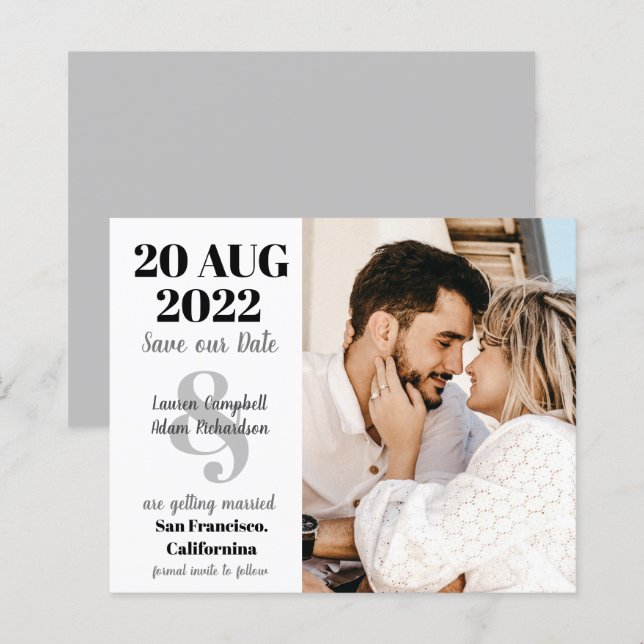 Budget Modernes Foto Hochzeit Save the Date (Vorne/Hinten)