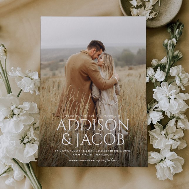 Budget Modernes Foto mit einfachen Namen für Hochz Einladung (Von Creator hochgeladen)